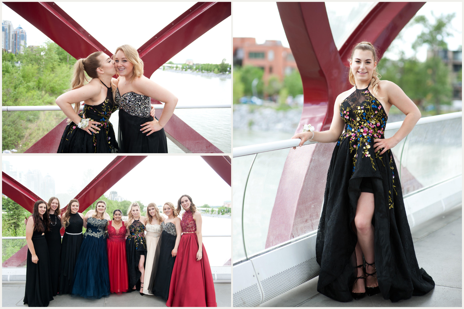 Grad photos at Calgary peace bridge captured by Calgary photographer Tara Whittaker