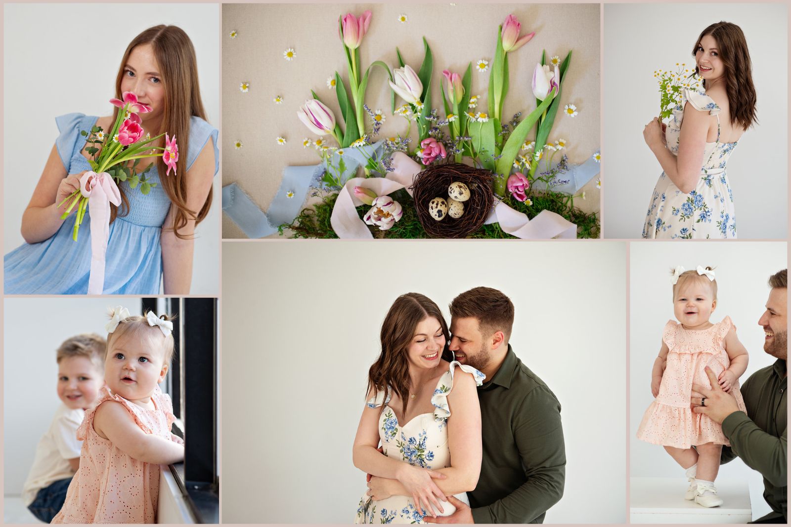parent and children during a spring famly photo shoot