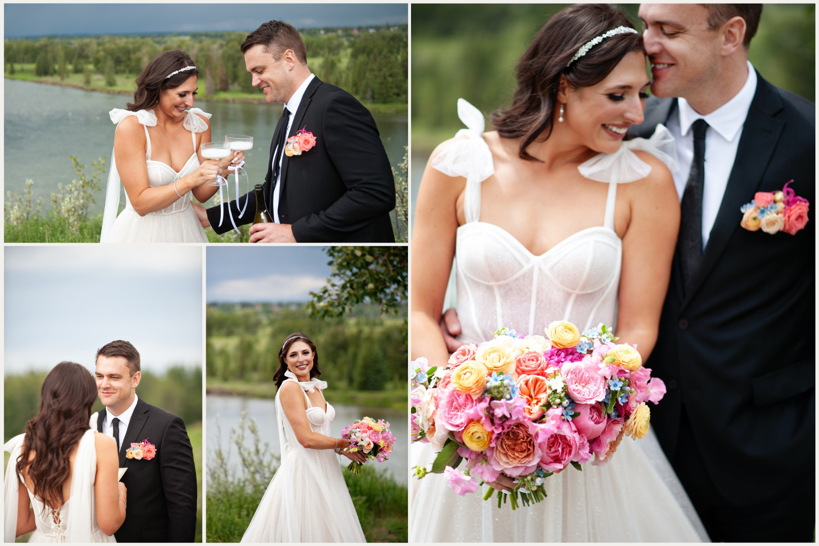 First look wedding photos of couple at Fish Creek Park Calgary captured by Tara Whittaker Photography