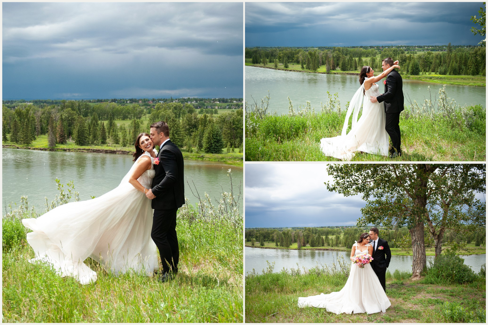 Bride and groom's first look wedding photos at Calgary Fish Creek Park captured by Tara Whittaker Photography