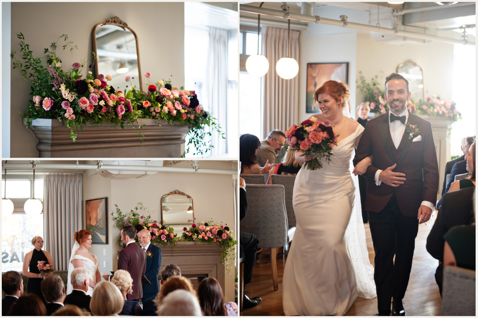 Autumn wedding at The Nash Inglewood Calgary decorated with jewel toned florals