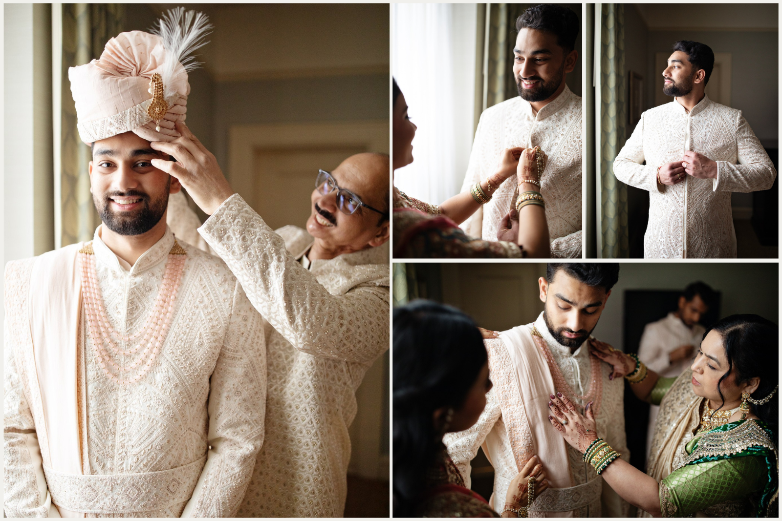 Hindu groom getting dressed and ready for his wedding in Calgary